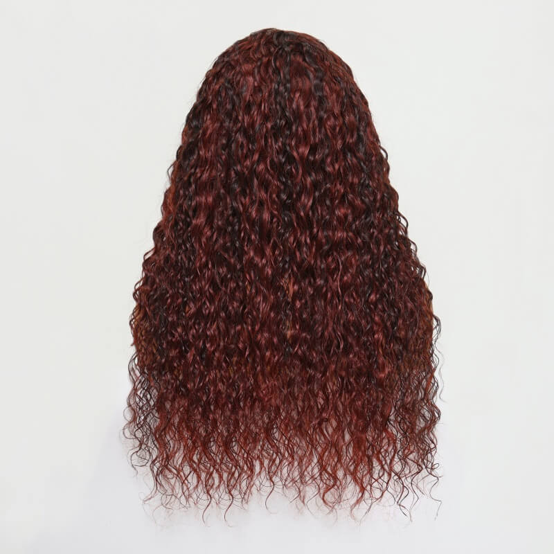 Sunber Flip &amp; Go Rosy Black Cherry/ Reddish Brown Ombre Lace Loose Deep Wave Wig