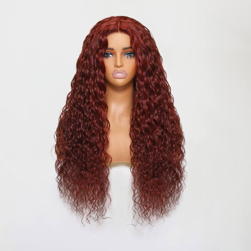 Sunber Flip &amp; Go Rosy Black Cherry/ Reddish Brown Ombre Lace Loose Deep Wave Wig