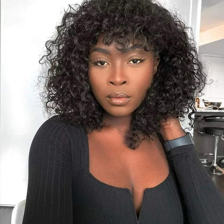 Flash Sale Bouncy CurlS Bob Wigs With Bangs No Lace No Glue Human Hair Wigs