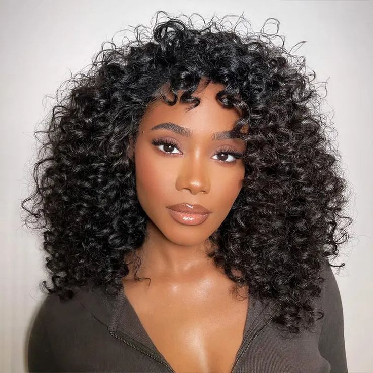 Flash Sale Bouncy CurlS Bob Wigs With Bangs No Lace No Glue Human Hair Wigs