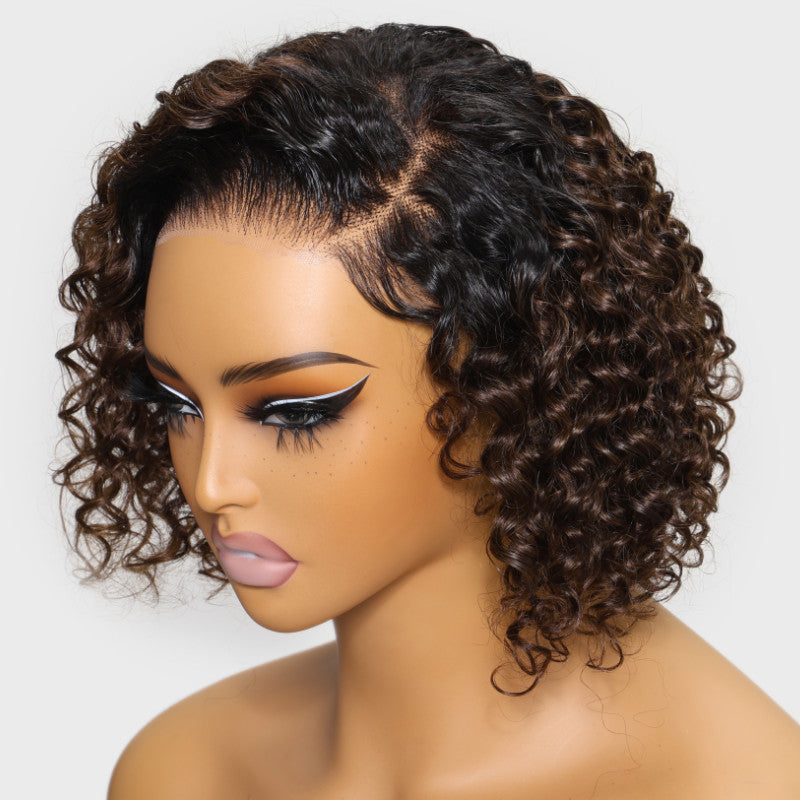 Sunber Curly 7x5 Bye Bye Knots Asymmetrical Side Part Bob Wigs Flash Sale