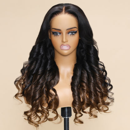 Flash Sale Sunber Chestnut Brown Ombre Bye Bye knots Magic Lace Wig Buy 1 Get 1 Free Replaceable Top