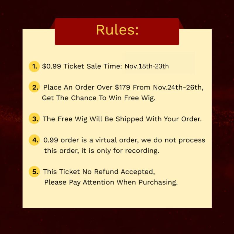 Sunber Ticket $0.99 Win Value $199 Wig  Flash Sale