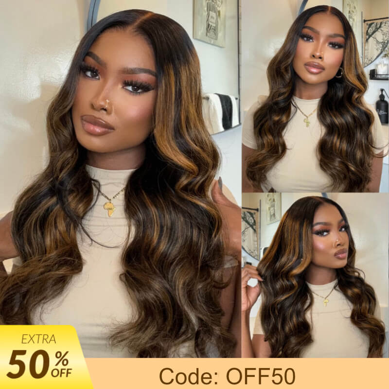 Extra 50% OFF | Sunber Trendiest  Highlight Balayage Blonde Human Hair Lace Front Wigs