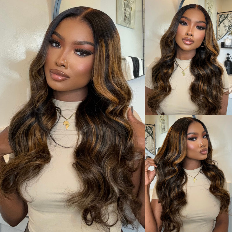 $100 OFF| Sunber Balayage Highlight 13x5 T Part Lace Front Wig Body Wave Wigs