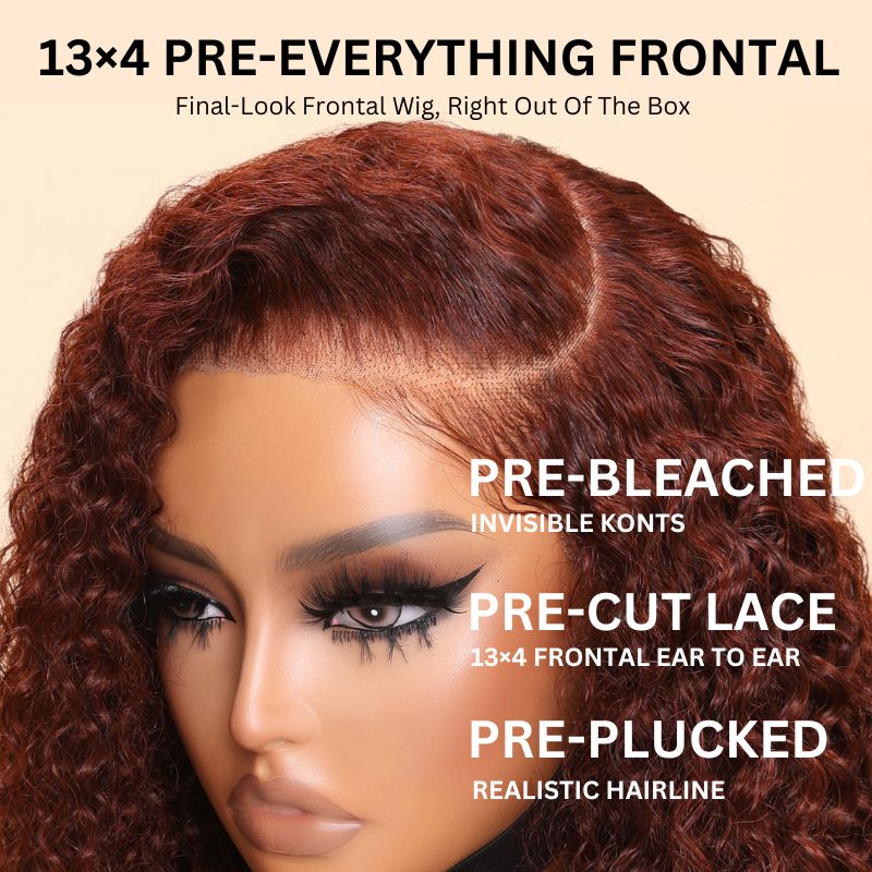 $100 OFF| Sunber Full Curly 13x4 Lace Front Wigs 7*5 Bye Bye Knots Grab And Go Reddish Brown Color Human Hair