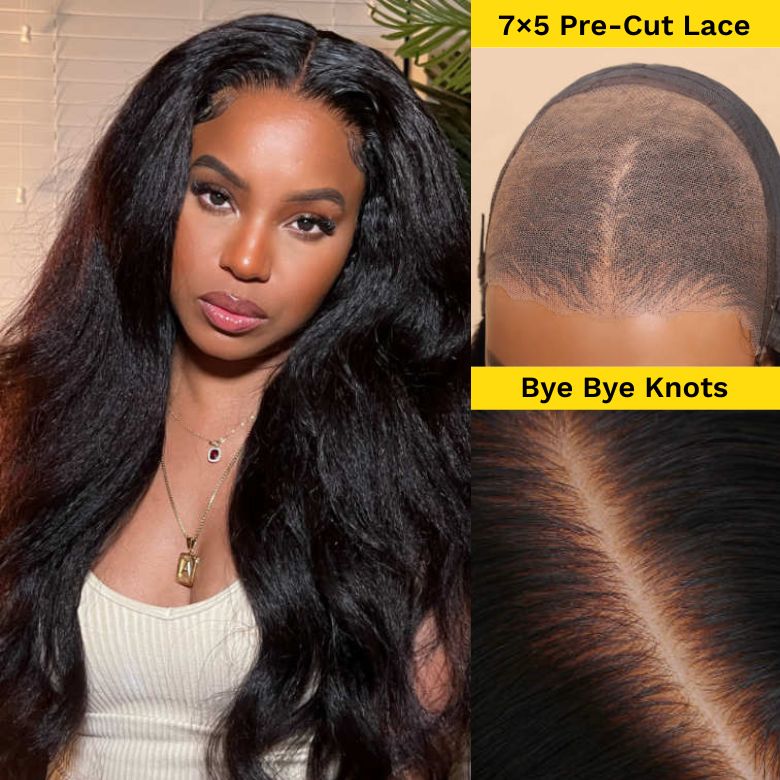 Sunber Natural Black 4C Kinky Edges Kinky/Yaki Straight Lace Wig With Baby Hair