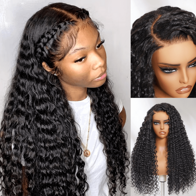 Sunber Deep Wave 250% Density 5*5 HD Lace Wig 13x4 Pre Everything Lace Front Black Human Hair Wigs