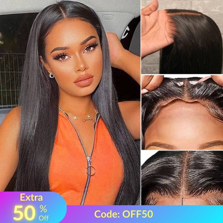 Extra 50% OFF | Sunber 7x5 Bye Bye Knots Pre Cut Lace Straight Wigs With Baby Hair Put On And Go Wigs