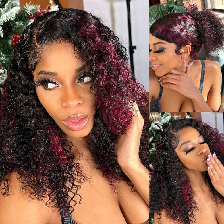 180% Density 13x4 Lace Front Dark Burgundy Wig