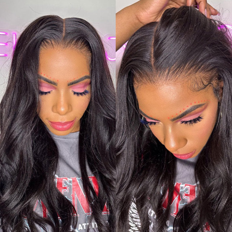 Sunber Yaki Straight Glueless 13x4 Pre Everything Lace Frontal Wig With Bleach Knots