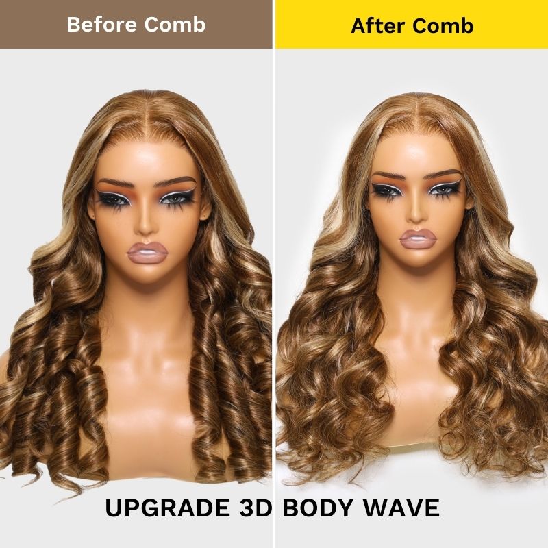 Sunber Body Wave Honey Blonde Highlights 7x5 Pre Cut Lace Wigs Super Natural and Realistic 13x4 Lace Shake And Go Wigs