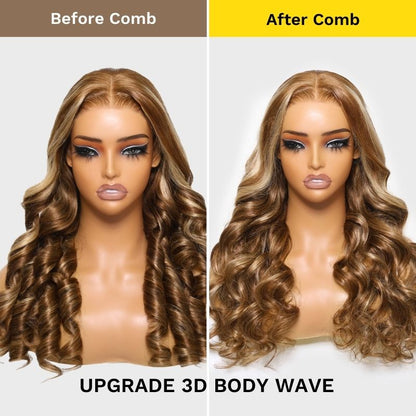 Sunber Body Wave Honey Blonde Highlights 7x5 Pre-Cut Lace Closure Human Hair Wig Flash Sale