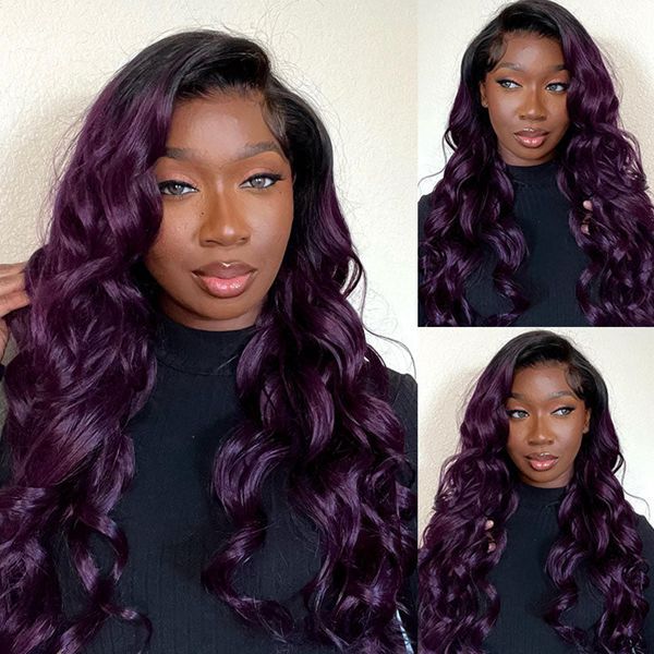 Sunber Purple  Balayage Loose Wave 13*4 Lace Front Wig With Pre-Plucked 180% denisty Flash Sale