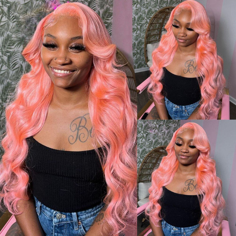 Blush pink 13x4 lace front wig