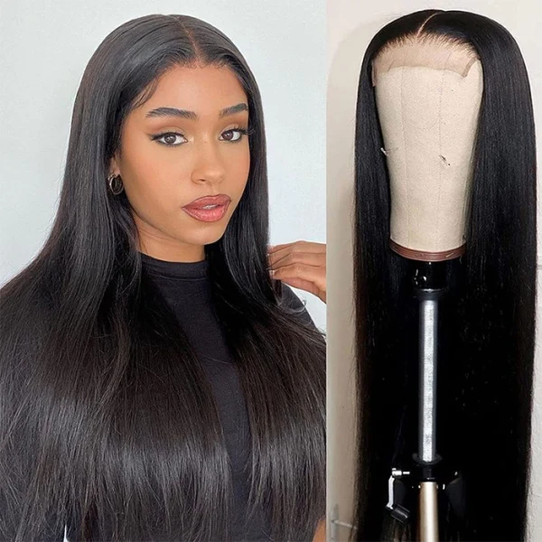 200% Density Bone Straight Invisible Lace Closure Wigs Human Hair Wigs Flash Sale