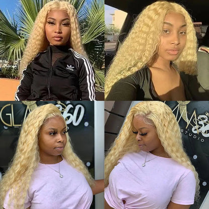 Flash Sale Sunber 613 Blonde Water Wave 13x4 Lace Front Wig 180% Density