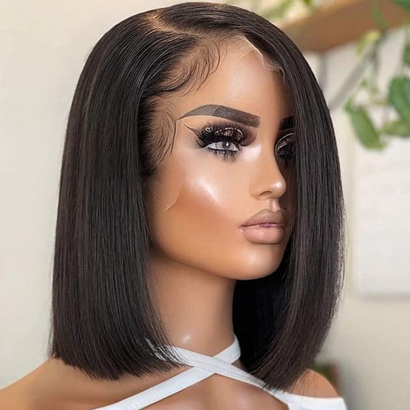 Sunber 180% Density Blunt Cut Bob 13x6 Lace Frontal Straight Wigs Pre-Cut Lace Human Hair Wig Flash Sale