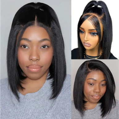 Sunber 180% Density Blunt Cut Bob 13x6 Lace Frontal Straight Wigs Pre-Cut Lace Human Hair Wig Flash Sale