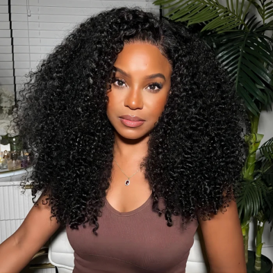 [24"=$119]Sunber 4C Kinky Edge Kinky Curly Skin Melt Lace Front Wigs Natural Hairline Lace Closure Jerry Curly Human Hair Wigs Pre Plucked Flash Sale