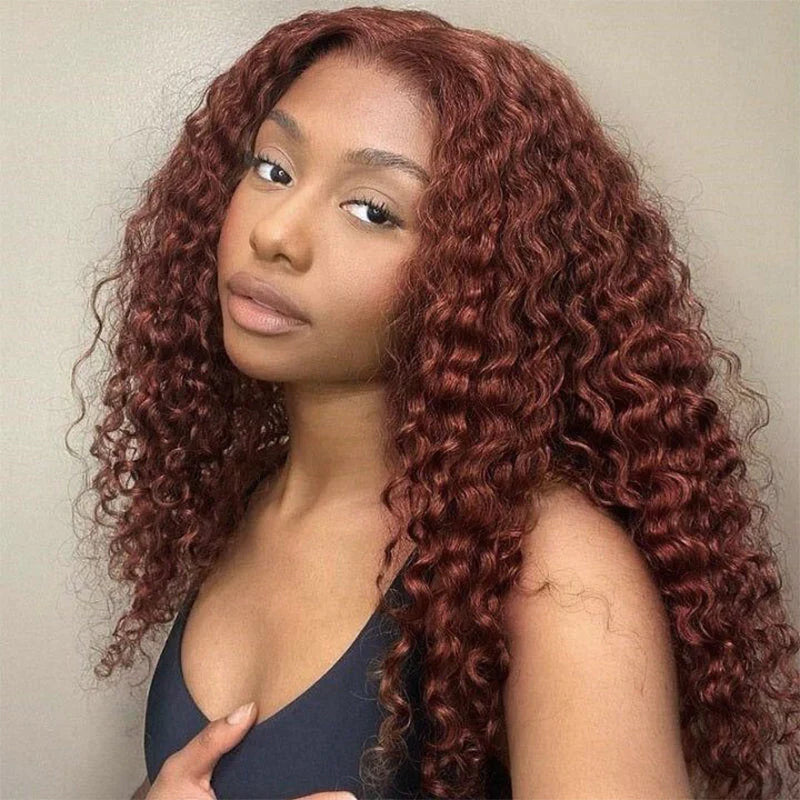 Extra 50% OFF | Sunber Reddish Brown Jerry Curly 7×5 Bye Bye Knots Lace Front Wig Real Human Hair