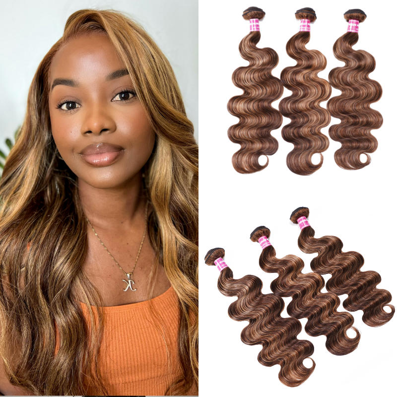 Sunber Ombre Blonde Highlight Body Wave 3 Bundles Human Hair Weave Extensions