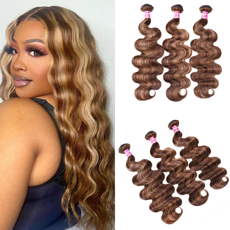 Sunber Ombre Blonde Highlight Body Wave 3 Bundles Human Hair Weave Extensions