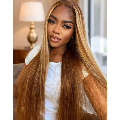 Sunber Honey Blonde Highlight 13x4 Lace Front Wig Kinky Straight Human Hair Flash Sale