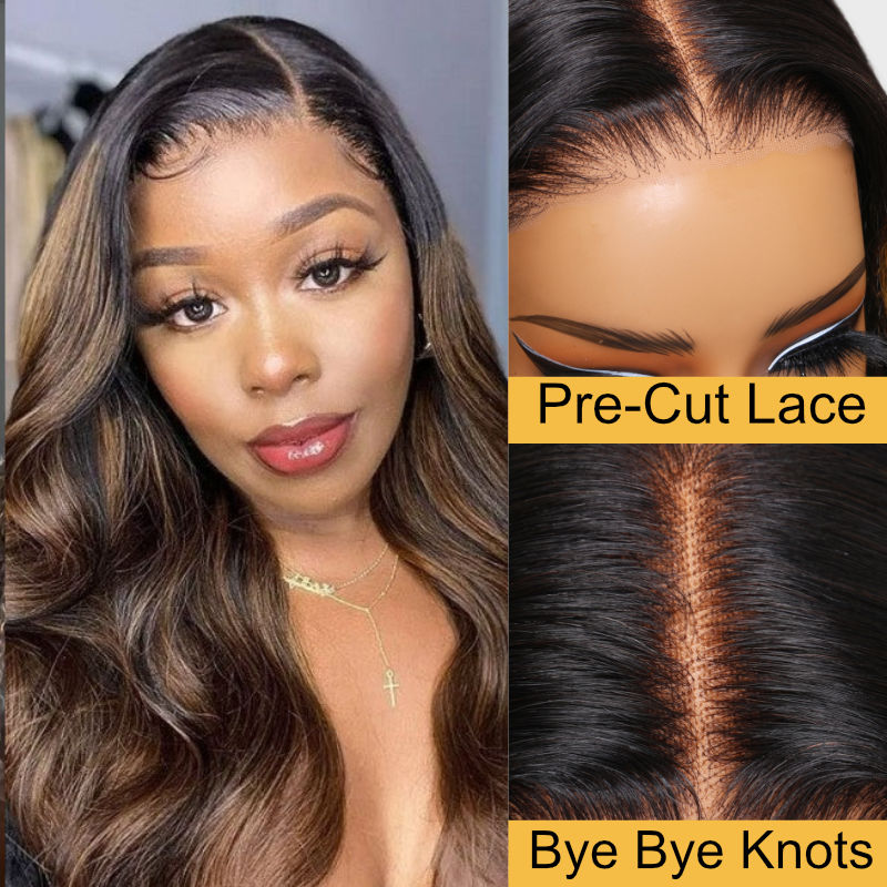 Sunber Highlight Balayage Body Wave Lace Front Wigs Shadow Root Human Hair Wigs With Baby Hair