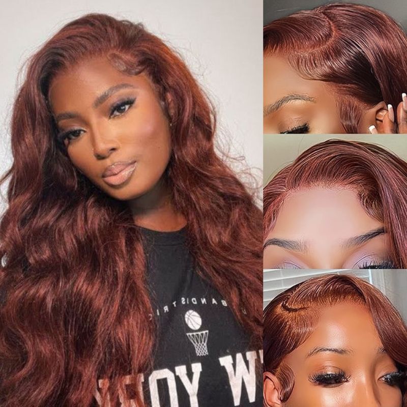 Flash Sale Sunber Body Wave Grab And Go Reddish Brown Pre-Cut Lace Wigs Pre-Plucked