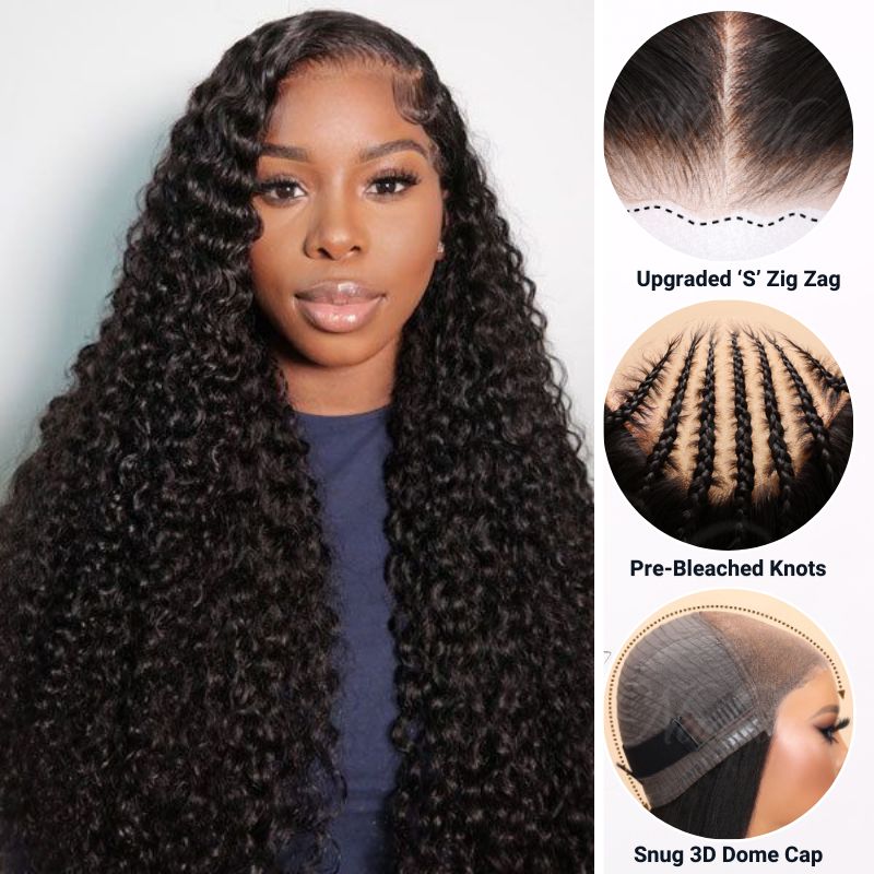 Extra 50% OFF | Sunber Curly 7×5 Bye Bye Knots Pre-Cut Lace Wigs  Lace Closure Pre-Plucked Hairline Human Hair