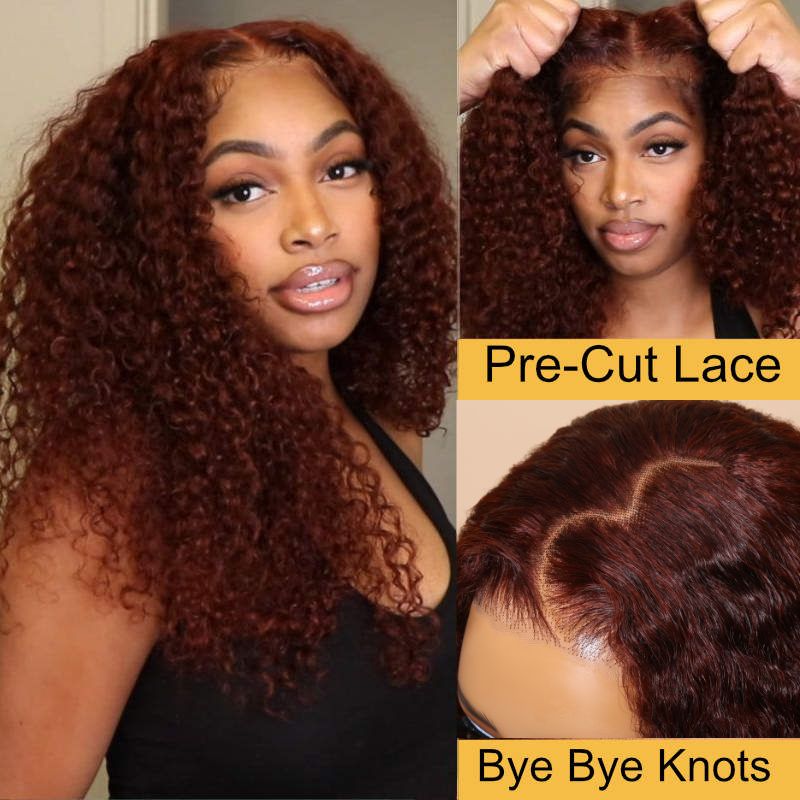 Sunber Reddish Brown  Curly Short Bob Wigs 13x4 Pre Everything Glueless Human Hair Wigs Flash Sale