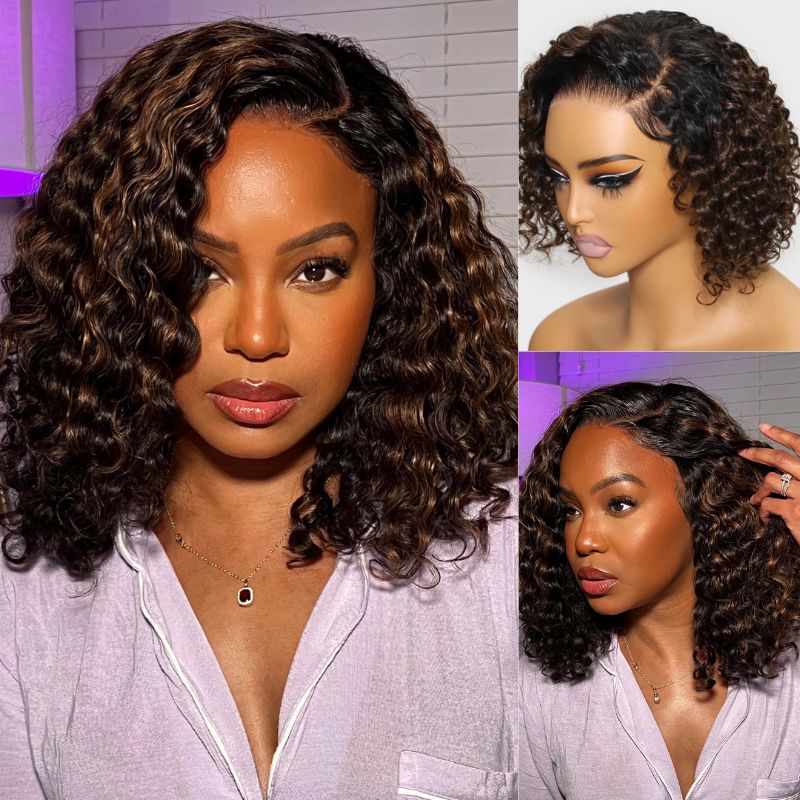 Sunber Curly 7x5 Bye Bye Knots Asymmetrical Side Part Bob Wigs Flash Sale