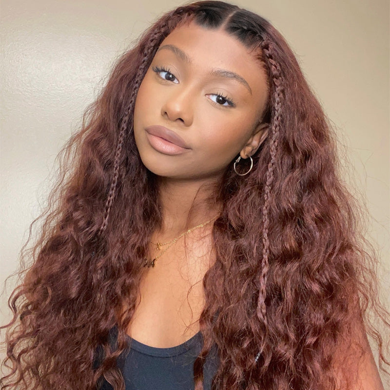 Sunber $100 Off Reddish Brown Water Wave 13 By 4 Lace Front Wigs Pre-Plucked