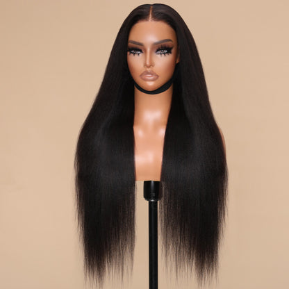 Sunber Yaki Straight 7x5 Bye Bye Knots Lace Grab And Go Closure Wig With Bleach Knots