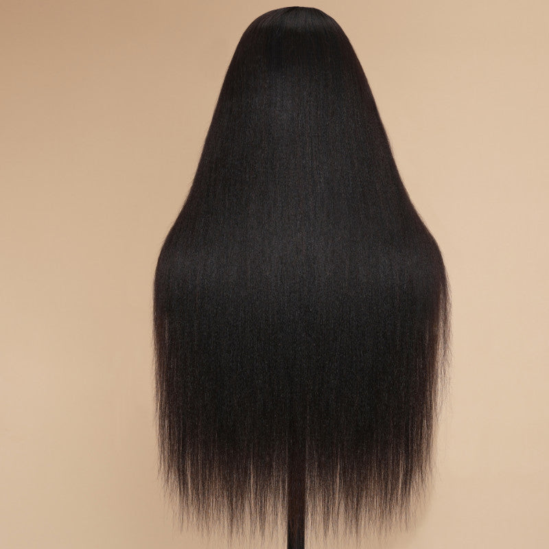 BOGO Sunber Yaki Straight Glueless Pre-cut 7x5 Bye Bye Knots Lace Closure Wig With Bleach Knots