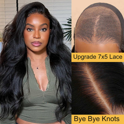 Sunber Yaki Straight 7x5 Bye Bye Knots Lace Grab And Go Closure Wig With Bleach Knots