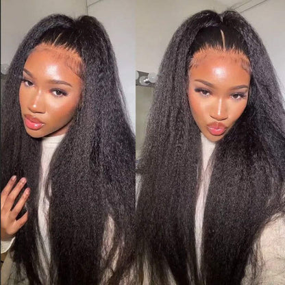 BOGO Sunber Yaki Straight Glueless Pre-cut 7x5 Bye Bye Knots Lace Closure Wig With Bleach Knots