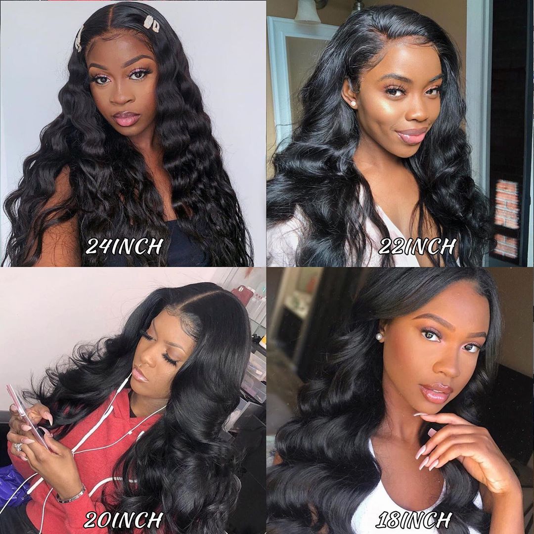 Sunber Natural Black Body Wave Straight 4 Bundles Human Hair Weave