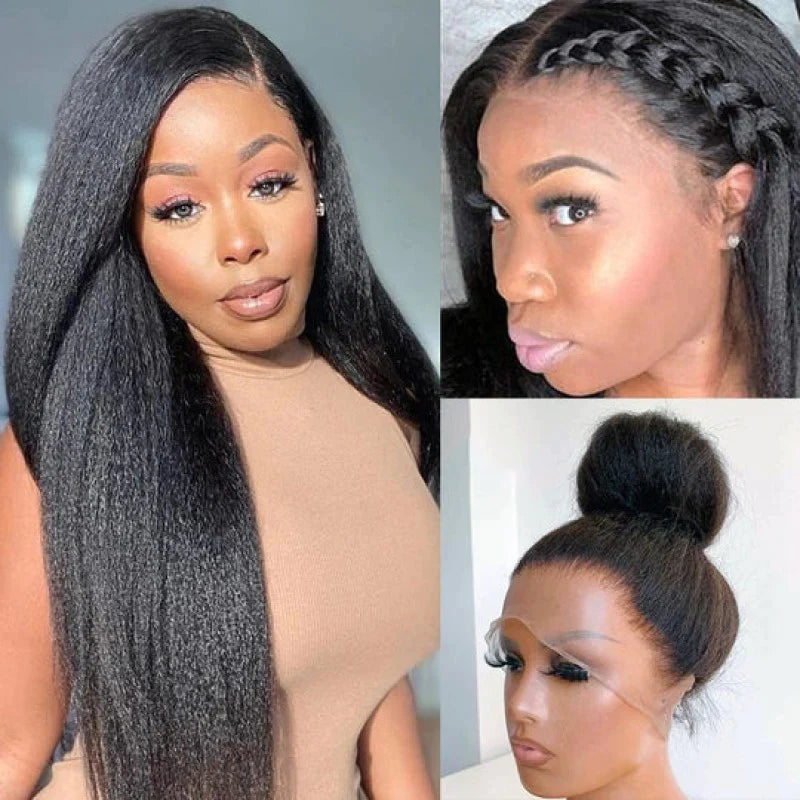 [22&quot;=$79]Sunber 4C Kinky Edge Kinky Straight Lace Wig Human Hair Wigs With Baby Hair Flash Sale