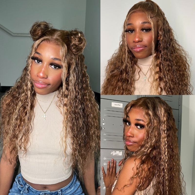 Sunber Water Wave Honey Blonde Highlighted 13x4 Pre Everything Lace Front Wig With Trend Color Wig