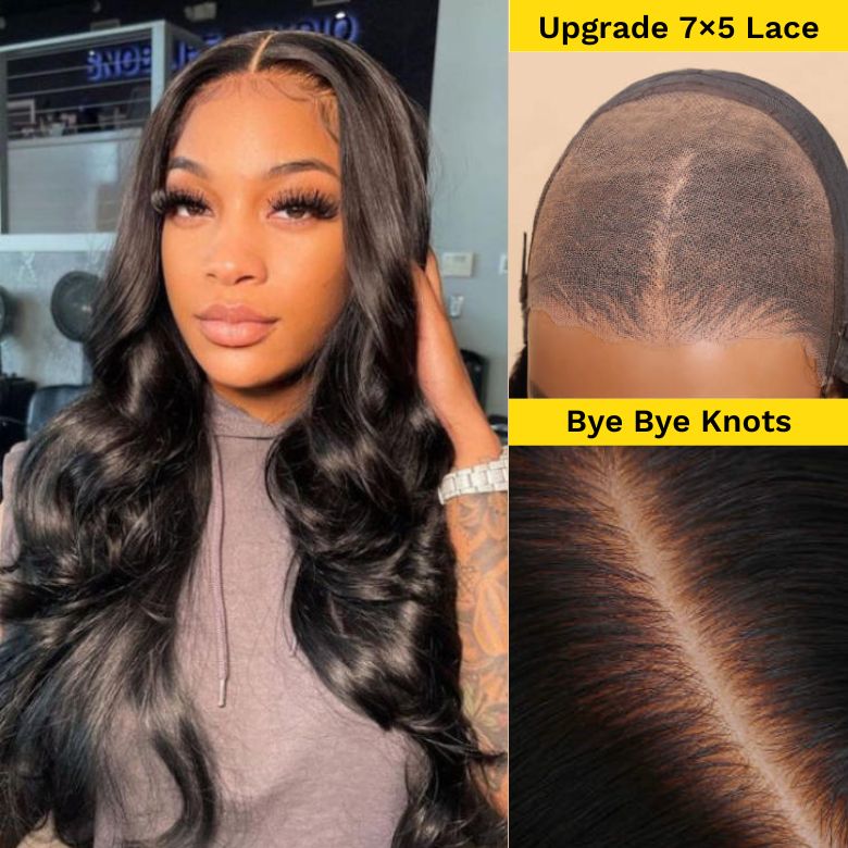 Flash Sale Sunber Body Wave Upgrade Pre Cut Lace Bye Bye Knots Wig With Bleached Knots