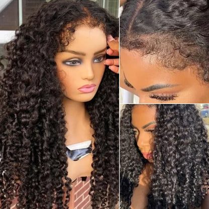 jerry curly 4c kniky edge lace closure wig