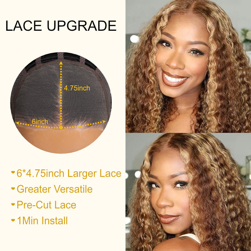 BOGO Sunber Jerry Curly Ombre Honey Blonde Highlight Lace Frontal Wigs