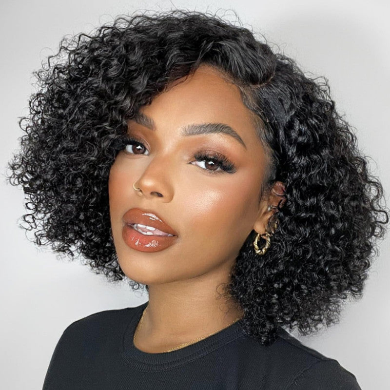 Sunber Curly 7x5 Bye Bye Knots Asymmetrical Side Part Bob Wigs Flash Sale