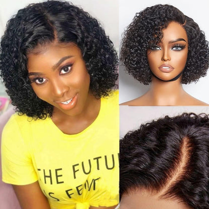 Sunber Curly 7x5 Bye Bye Knots Asymmetrical Side Part Bob Wigs Flash Sale