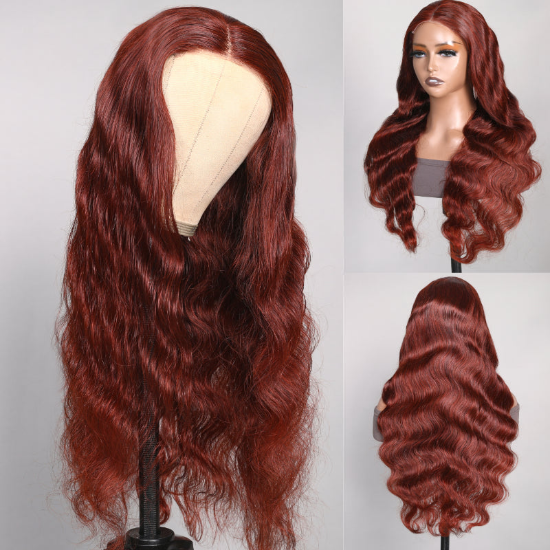 Flash Sale Sunber Reddish Brown Body Wave Pre-Cut Lace Wigs With Babyhair