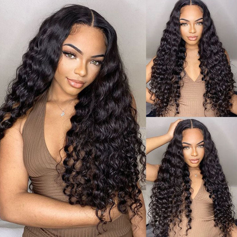 Sunber Hair New Remy Hair Peruvian Deep Wave 3 Bundles 100% Human Hair Weave