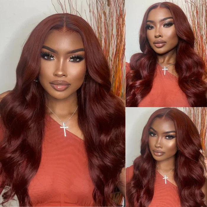 Sunber Reddish Brown Pre Cut Lace Closure Body Wave 13*4 Pre-Everything Frontal Wigs Pre-Plucked With Babyhair Flash Sale