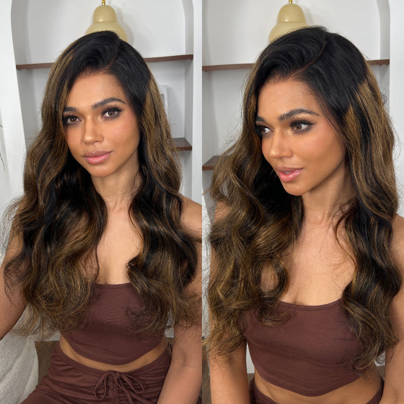 Highlight Balayage lace wig with Shadow Root 